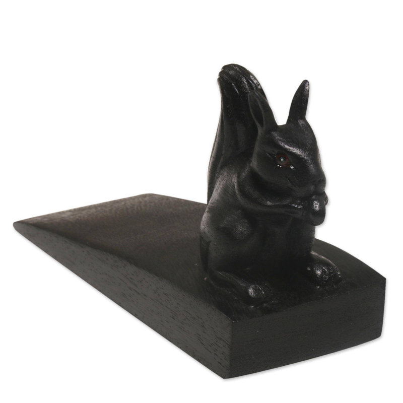 Butée de plancher de coin en bois écureuil utile Rodrigo, Noir