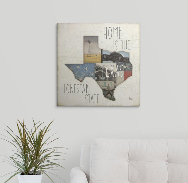 «InstaStates III Texas» par Jess Aiken, art textuel, H 35 po x l 35 po x P 1,5 po, Toile