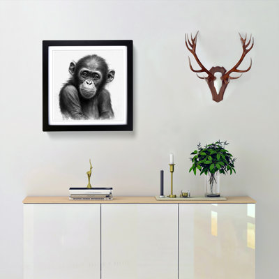 Monkey Drawing - Framed Print