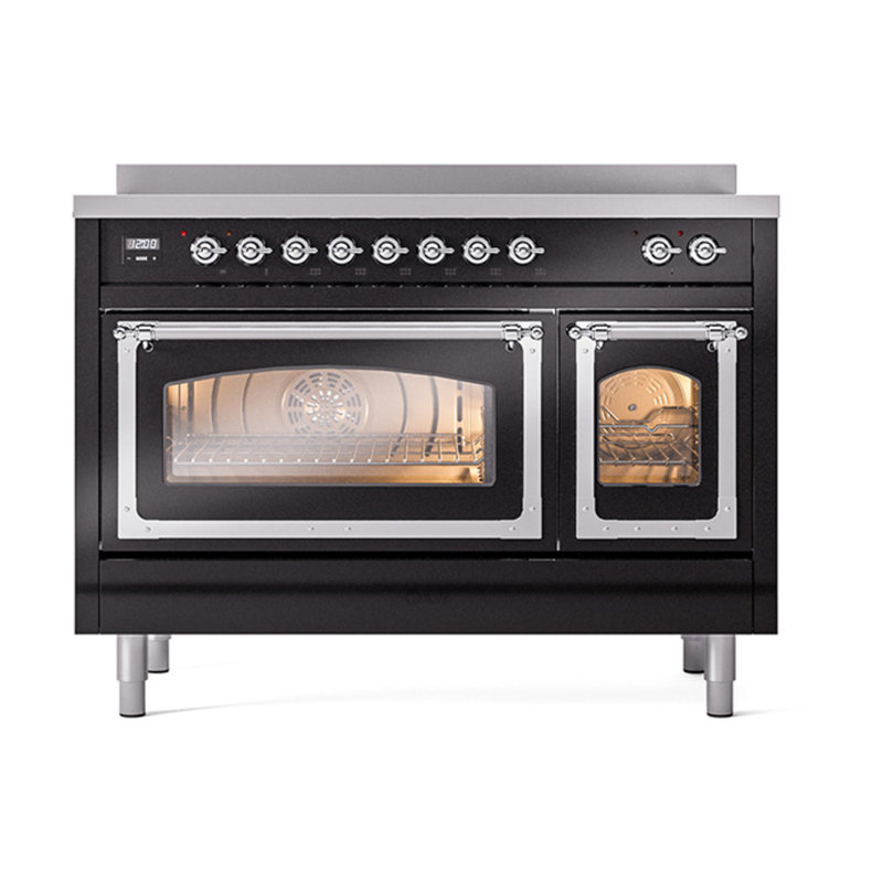 ILVE Nostalgie II Noblesse 48 po à induction, Noir brillant et chrome