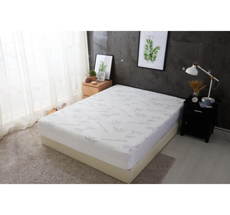 Housse de protection en rayonne Alwyn Home en tissu 100% résistant à l'eau, housse de matelas ultra-ajustée, technologie Cool Flow respirante, poche profonde de 16 po, gris