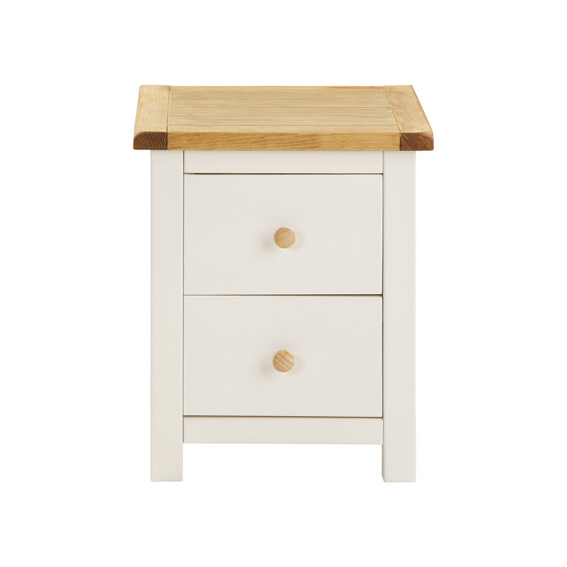 Keene 45cm W Solid + Manufactured Wood Bedside Table, Off-White