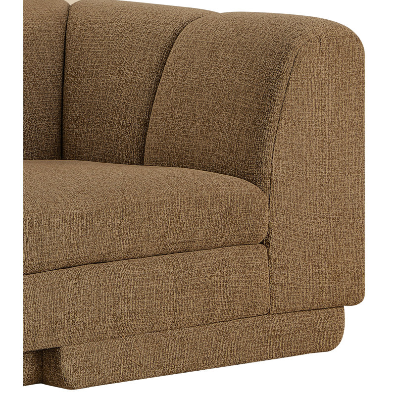 Tissu rembourré 4 pièces Landis Canapé modulaire modulaire, Tissu brun, Orienté à gauche (vu de face)