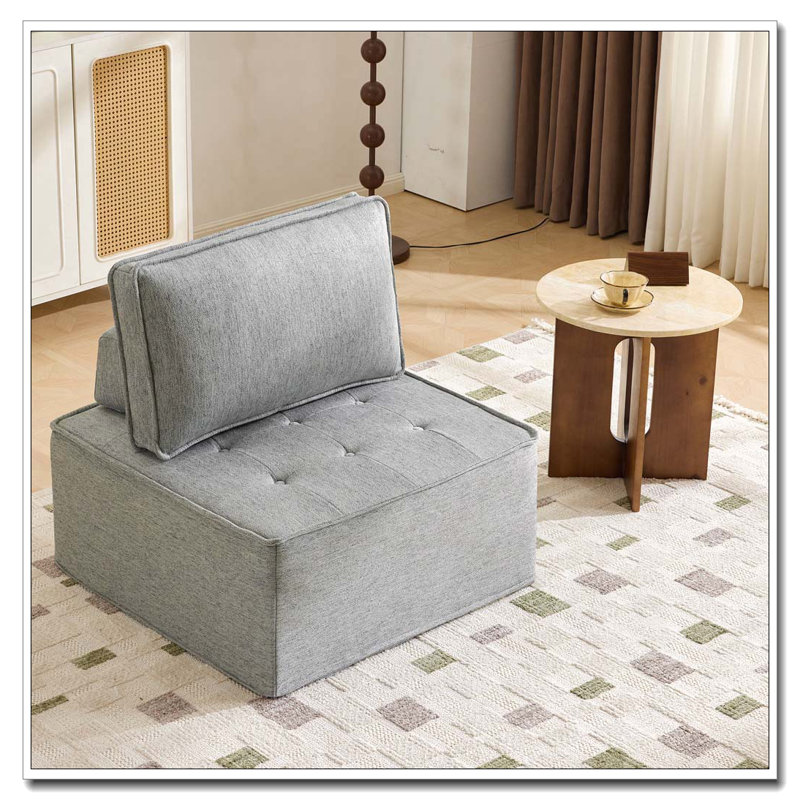 Chaise rembourrée sans accoudoirs, Gris clair