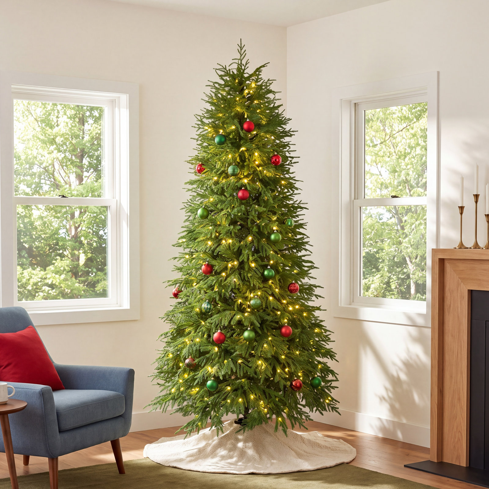 Pre-Lit Noble Fir Christmas Tree, 7.5' H