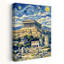 Parthenon Starry Night Vibrant Abstract Contemporary Architecture City Wall Art Print by HUGO - Wrapped Canvas Print-1632239642