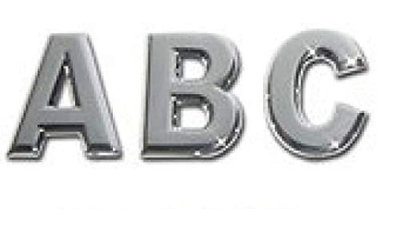  Self Adhesive Alphabets, Letter B in Chrome Finish - House Plate Plaque - 32mm