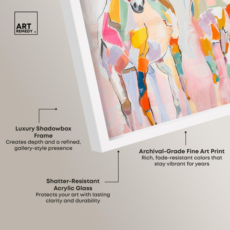 «Frontier Horses Shadowbox Print Western Art» par Art Remedy, H 37 po x l 46 po, Blanc
