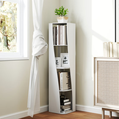 Bookshelf, 4 Tiers Corner Shelf For Bedroom Living Room