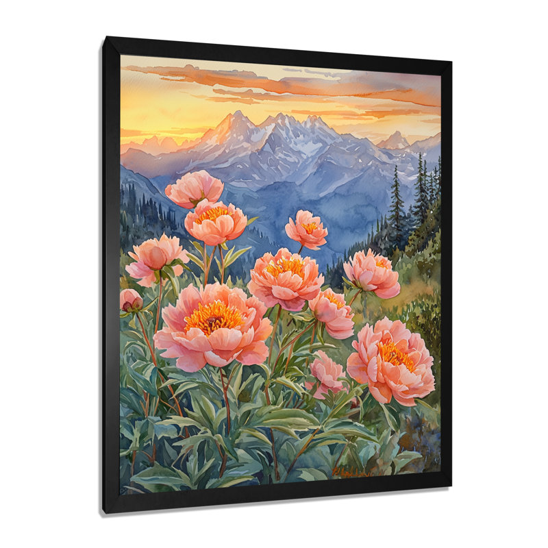 Bories - Art mural sur toile florale, H 40 po x l 30 po, Reproduction encadrée d'une seule photo, Noir, noir, noir, noir