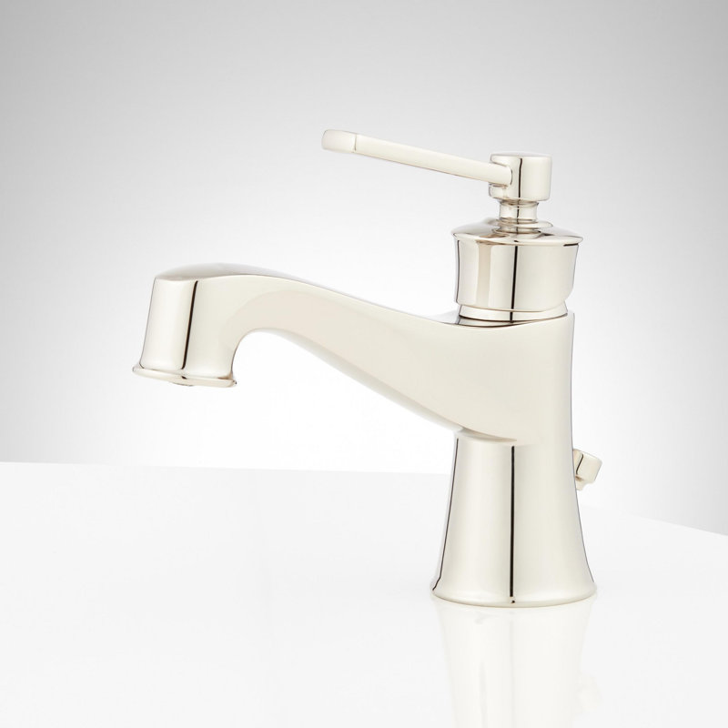 Polished Nickel Single Hole Bathroom Faucet with Pop-Up Drain