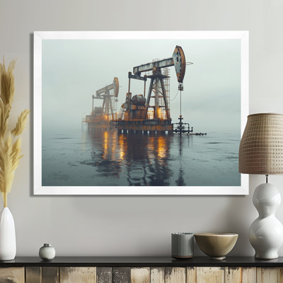 Grey Yellow Winter Fueling Futures Oil Rig - Oil Rigs / Fields Wall Art