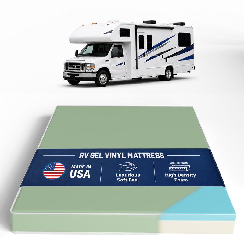 4-Inch High-Density Cooling Gel Memory Foam Vinyl RV Mattress Replacement, Medium Firm, Camper Vans, Twin XL, 4", Twin XL