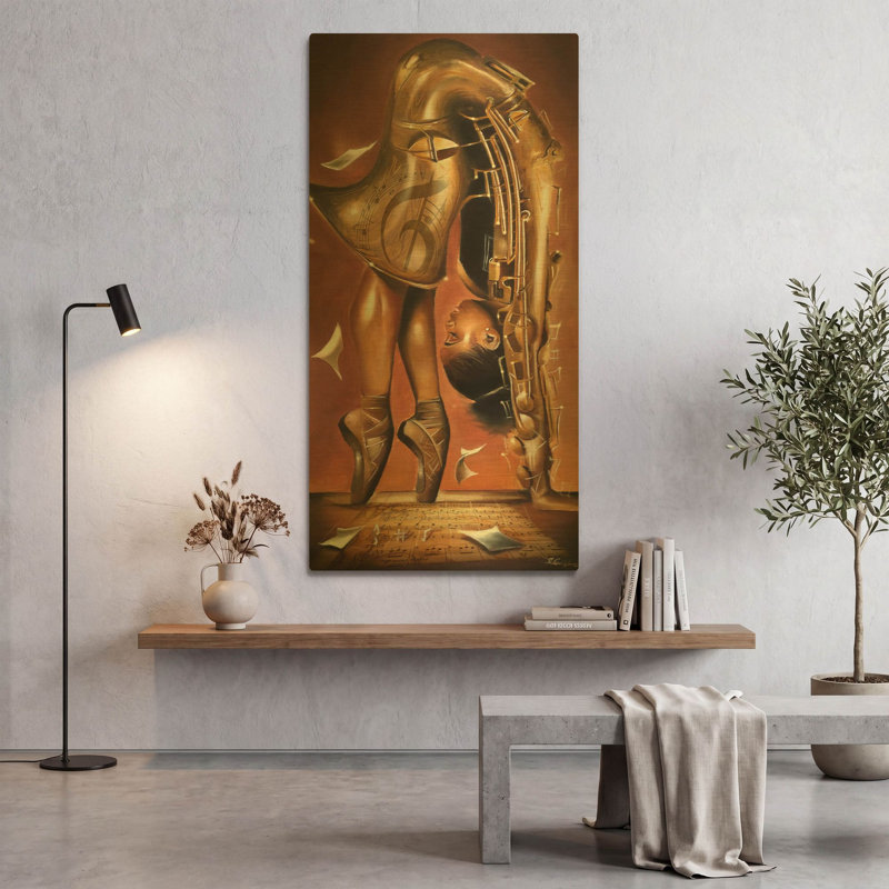« Mélodie de ballet » de Salaam Muhammad, tableau mural en métal doré, 61 x 122 cm, 24 po x 48 po