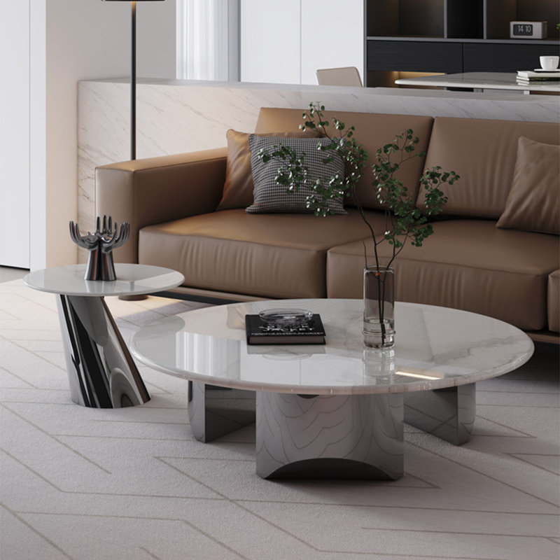 Round super crystal stone coffee table
