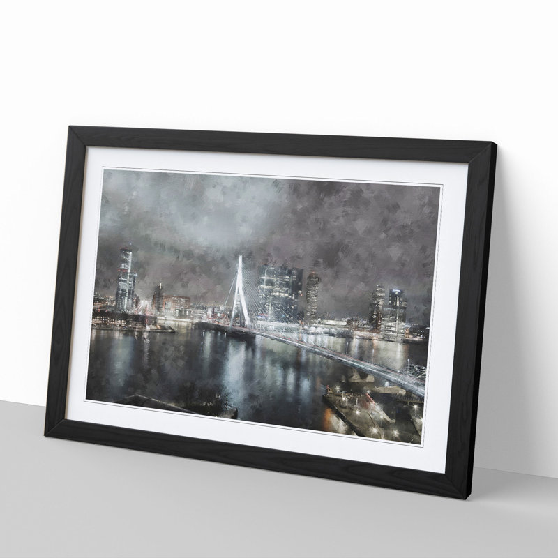 Rotterdam Skyline - Picture Frame Graphic Art, 36cm H x 48cm W x 2cm D, Black Framed