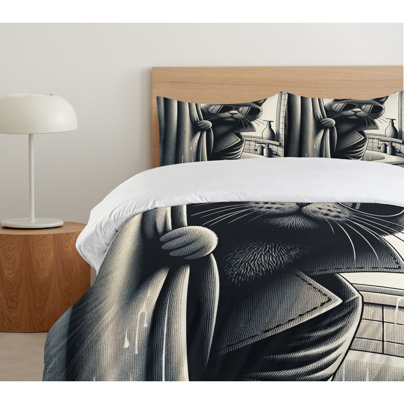 Cat Duvet Cover, California King Duvet Cover + 2 Standard Shams