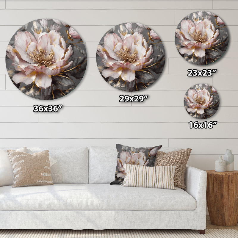 Chagford - Art floral rond en métal, 16" H x 16" W
