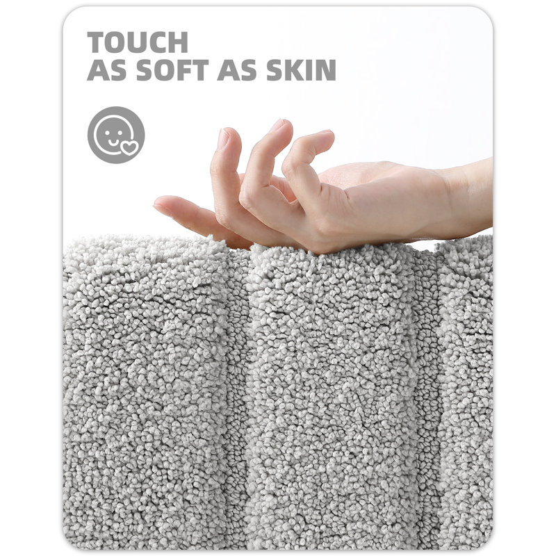 Tapis pour salle de bain Earley, Gris clair, Simple - l 24 po x L 59 po