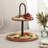 Gibson Home Gracious Dining 2-Tier Round Acacia Wood Serving Tray