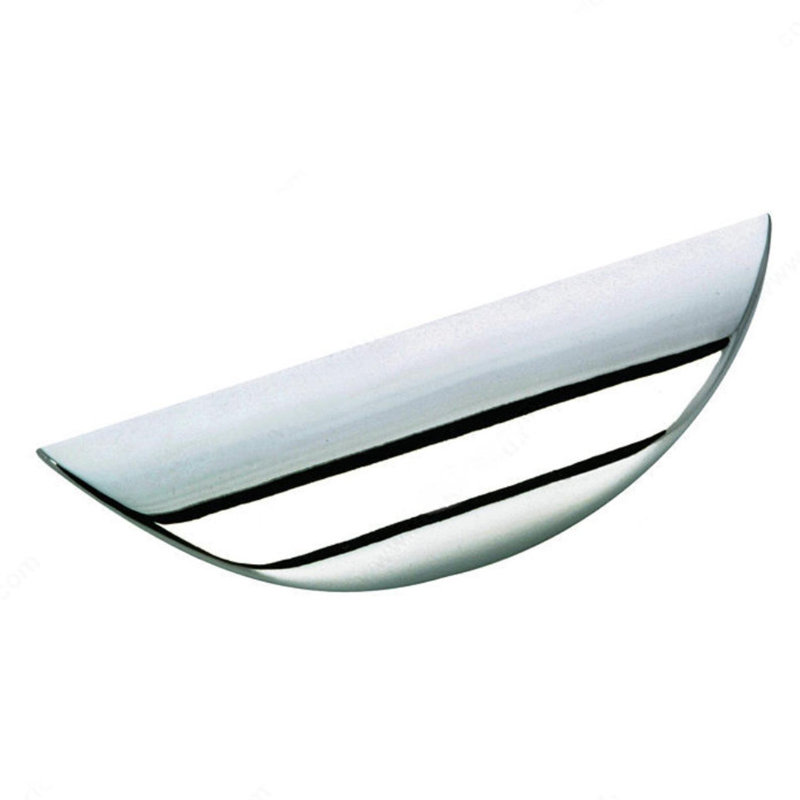 Polished Chrome Medium Luna Drawer Pull, 3 3/4"