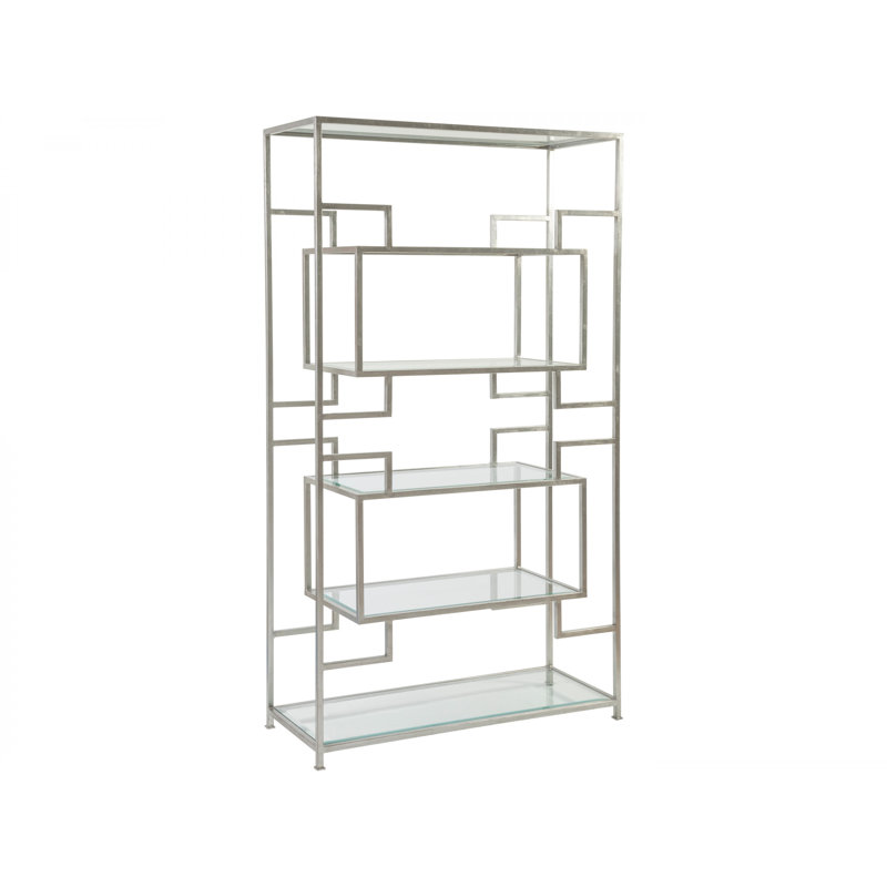 46"W x 18"D x 83"H  Suspension Etagere, (5 Shelves) 82.75" H x 46" W x 18" D, Silver Leaf
