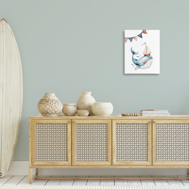  Mignonne baleine en toile par LSR Design Studio, H 20 po x l 16 po