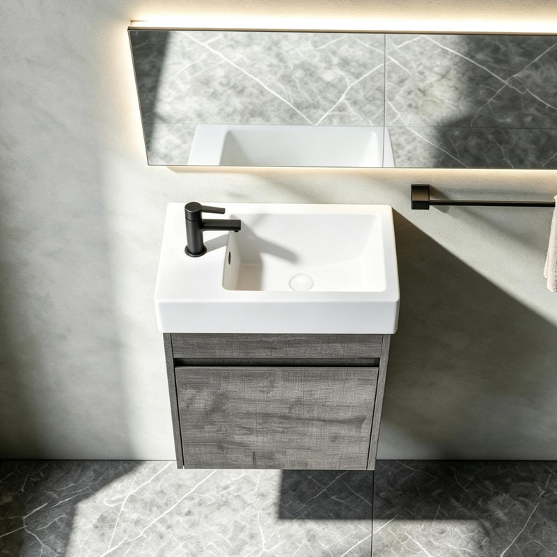 Meuble-lavabo flottant 18 po Aero (assemblé), Grey