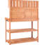 65" Rustic Wooden Outdoor Potting Table, 4 Shelves And Side Hook, Natural For Garden Use Wood Desk With Storage-2127260255