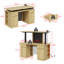 Établi de garage électrique à hauteur réglable 54,3 po avec armoires de rangement, panneau perforé, lumière DEL et station de charge - chêne naturel-974922736