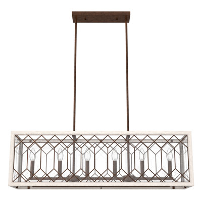 Chevron 6 Light Linear Rectangle Chandelier