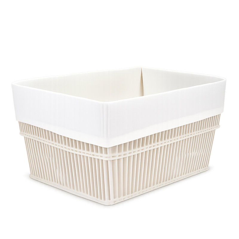 Ensemble de 3 paniers en corde de coton blanc avec doublure en tissu
