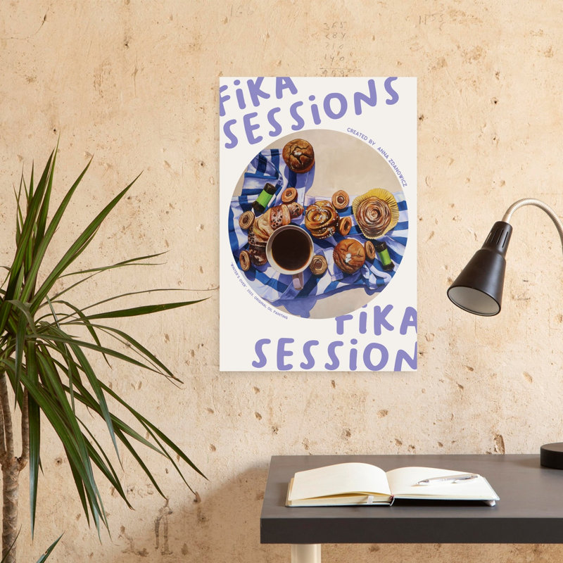 Art mural contemporain Fika Coffee and Pastries, H 24 po x l 16 po