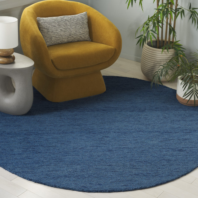 Mikhai 152 Area Rug In Navy, Round 6'