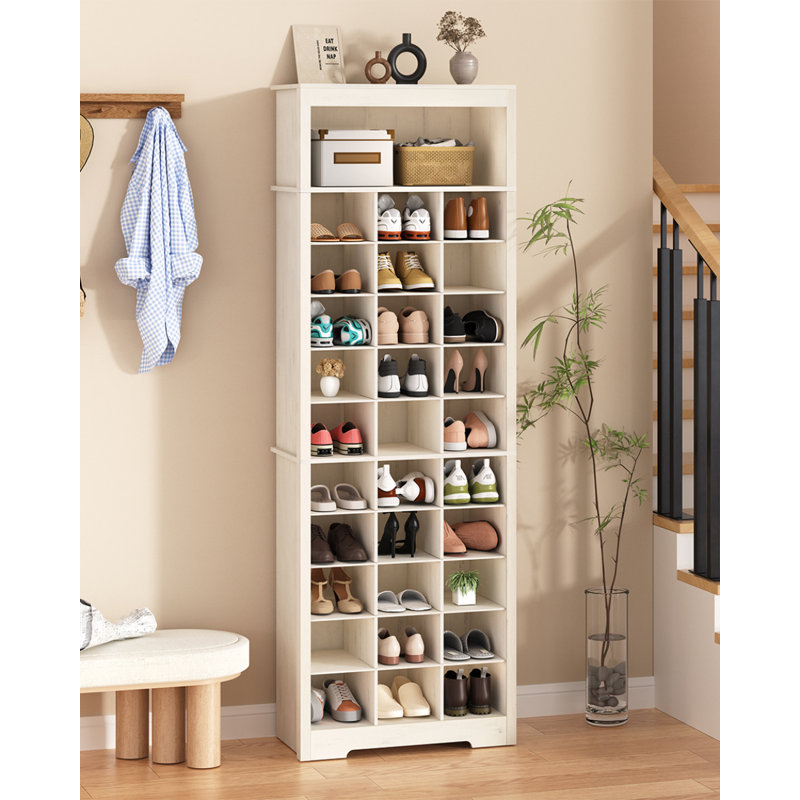 Armoire à chaussures 30 paires avec 31 casiers ouverts, étagère à chaussures verticale 11 niveaux avec tablettes réglables pour le vestibule, la chambre à coucher