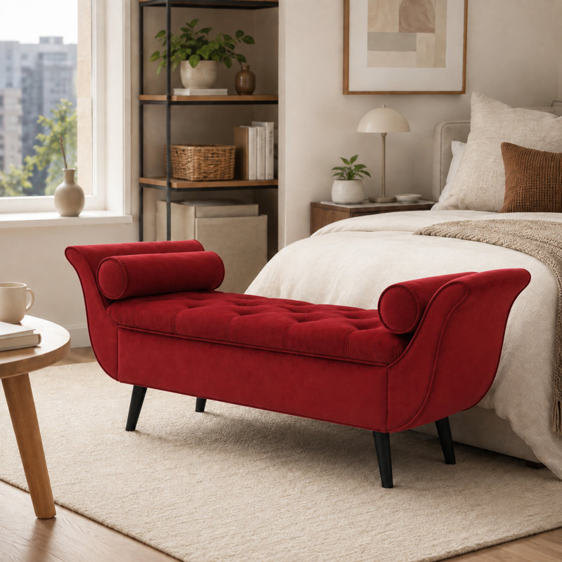 Banc de rangement Villance, Rouge