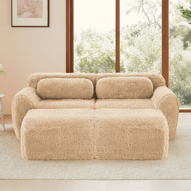 Tissu moelleux doux, canapé désossé, aucun assemblage requis, conception antidérapante inférieure avec méridienne, avec repose-pieds, siège profond, combinaison haute densité sans éponge 32D pour étude