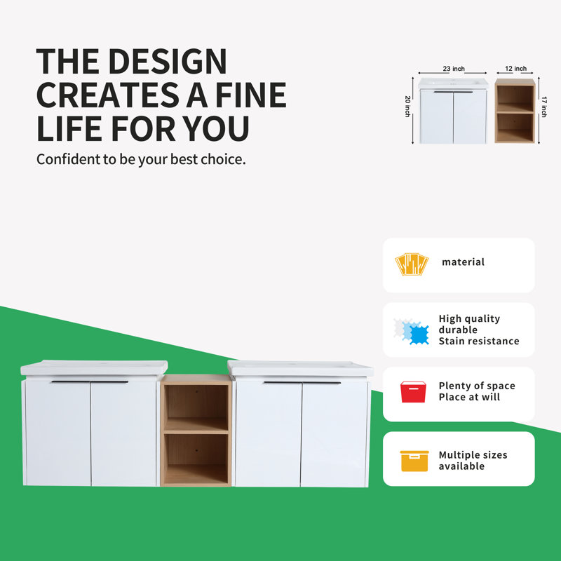 Cascata 60'' Double Bathroom Vanity with Ceramic Top