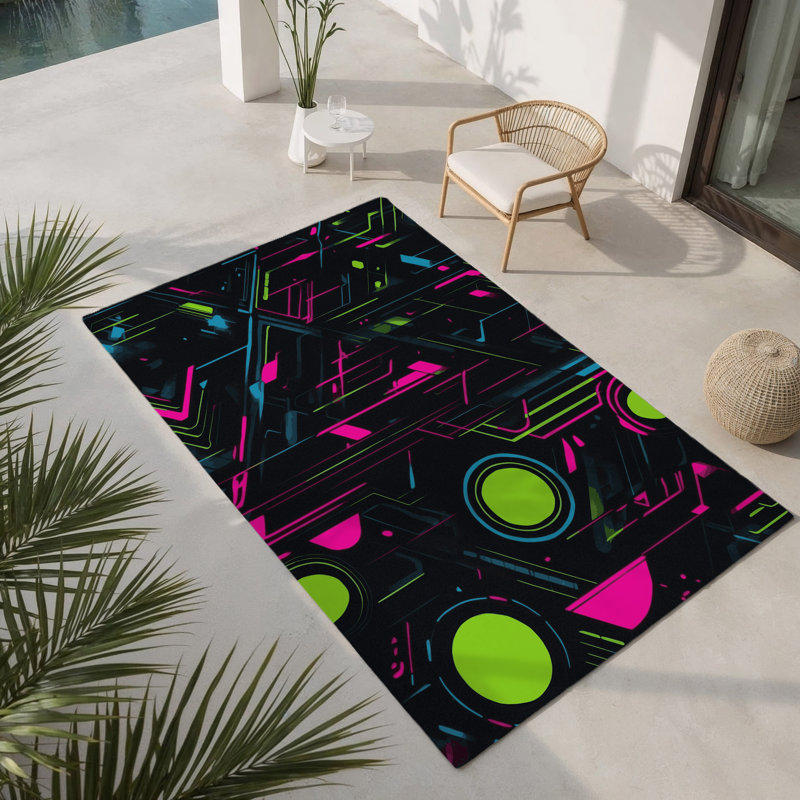 Plasma Focus Indoor And Outdoor Area Rug, Rectangle 2' x 3'