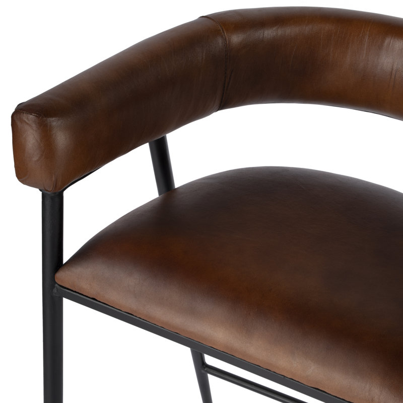 Dallas Leather and Iron cushioned 28.5" Bar Stool