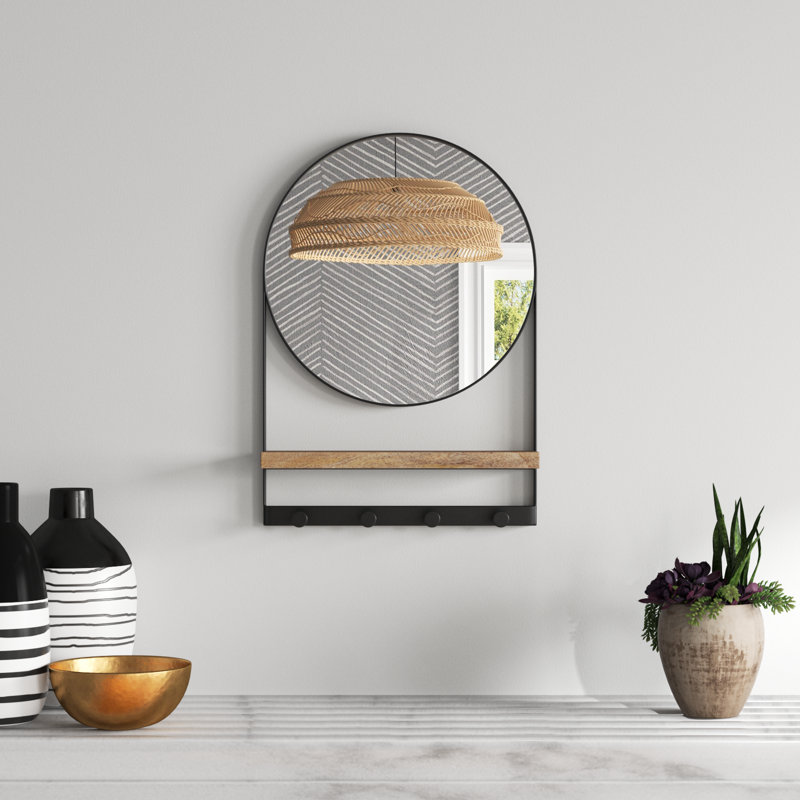 Miroir Shelva, Noir, naturel