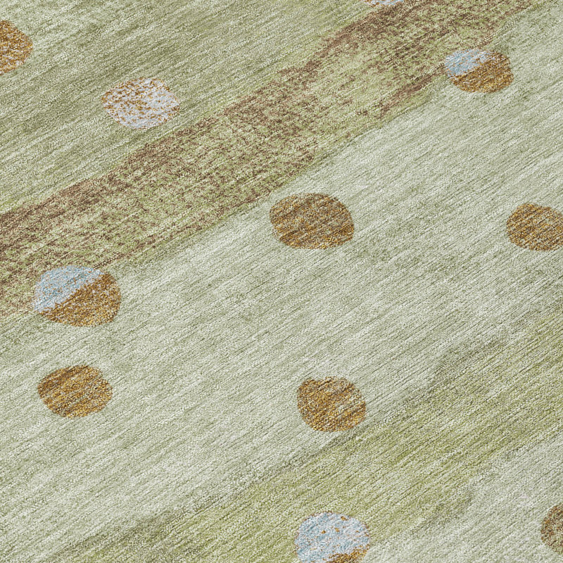 Machine Washable Indoor/Outdoor Chantille ACN2696 Stripes Rug, Sage, 8' Round