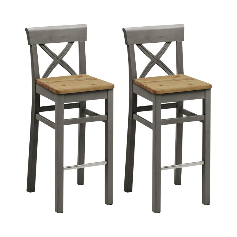 Polebridge Solid Wood Counter Stool, Grey, Leach-coloured