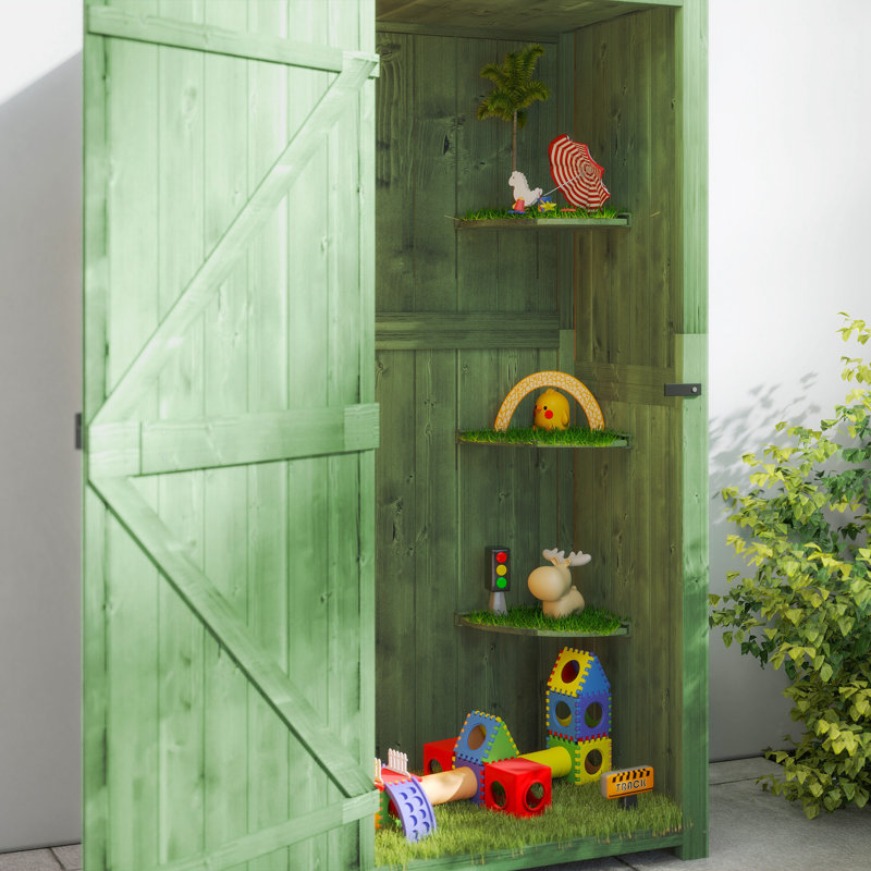 Outsunny Small Shed Wooden Garden Shed, Dark Green