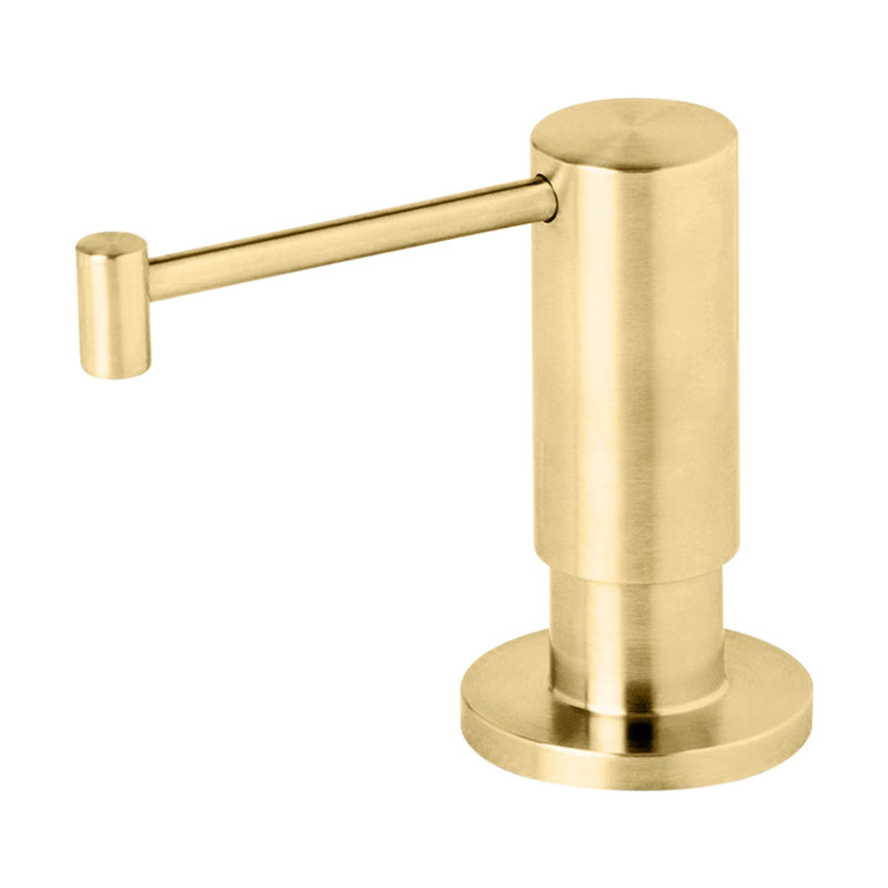 Contemporary Soap/Lotion Dispenser, Unlaquered Polished Brass