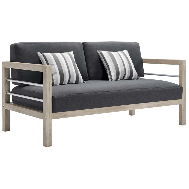 Ensemble de causeuse d'extérieur en bois d'acacia avec table basse et 2 fauteuils Wiscasset