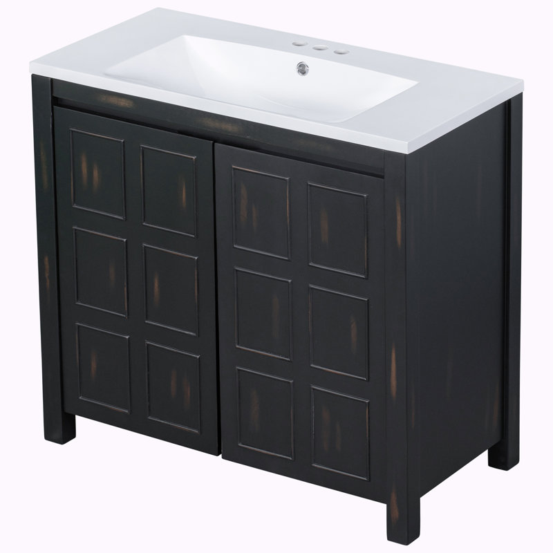 Meuble-lavabo simple 36 po avec plateau en céramique Bernadien
