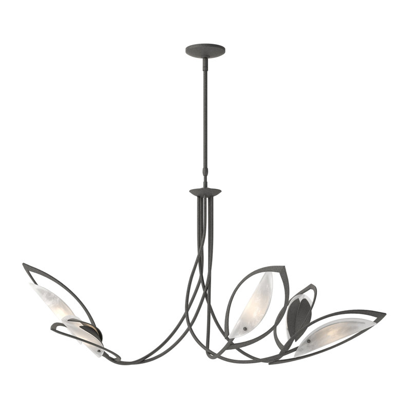 Lustre géométrique unique à 5 lumières Aérien, Bronze huilé, H 22,4 po x l 47,5 po x P 47,5 po