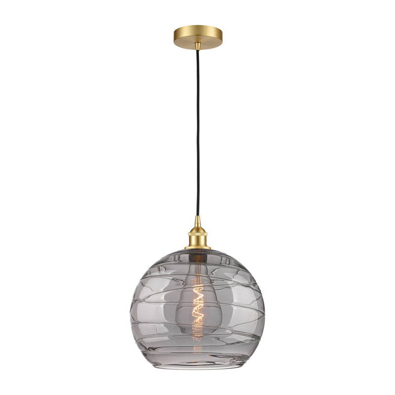 1 - Light Single Globle Pendant, 8.75" H x 6" W x 6" D, Satin Gold, Clear