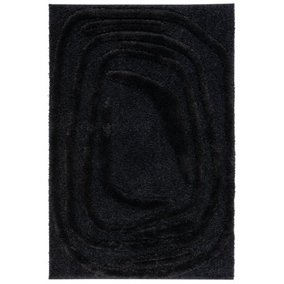 Tapis noir tissé à la machine Amberjo